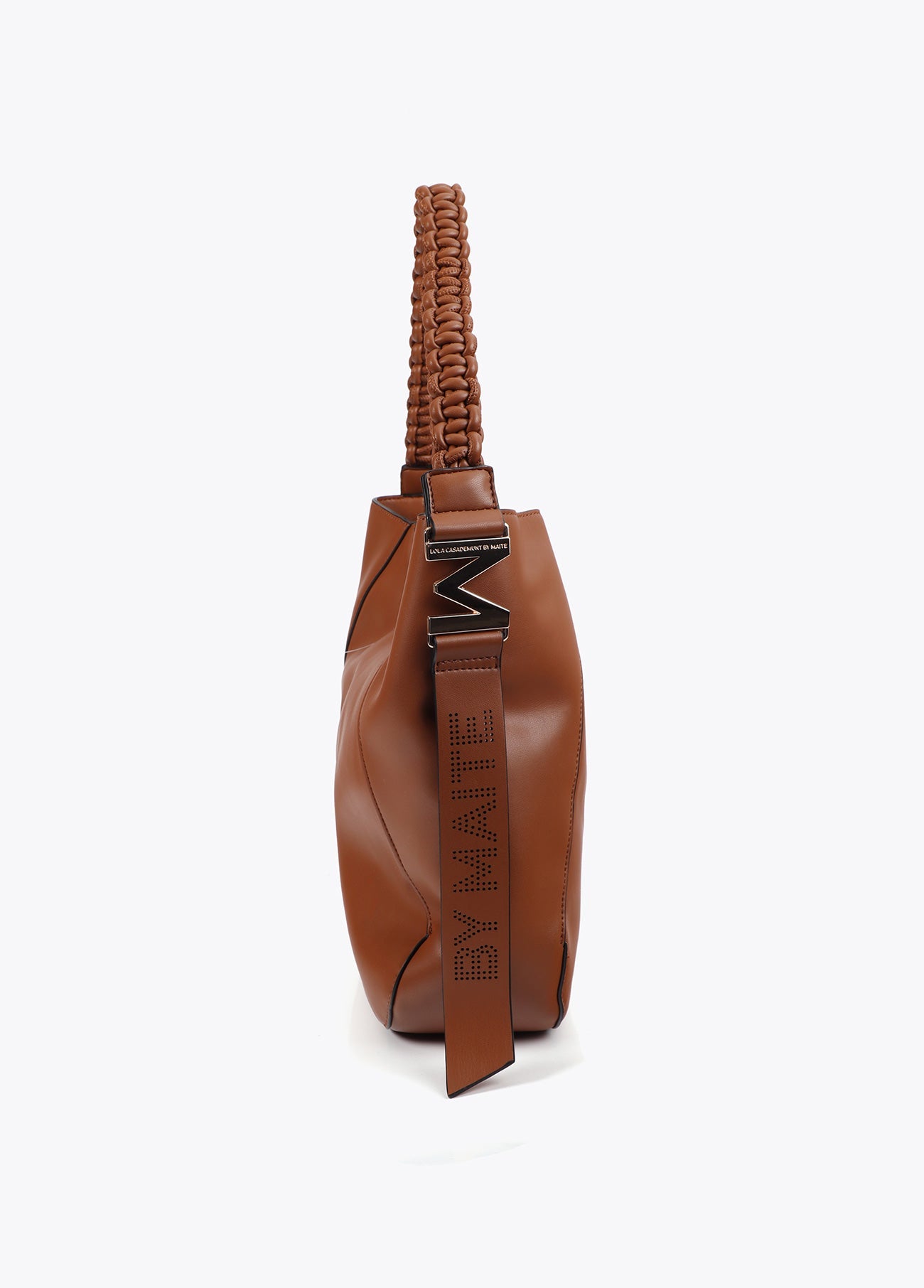 Braided Handle Faux Leather Shopper