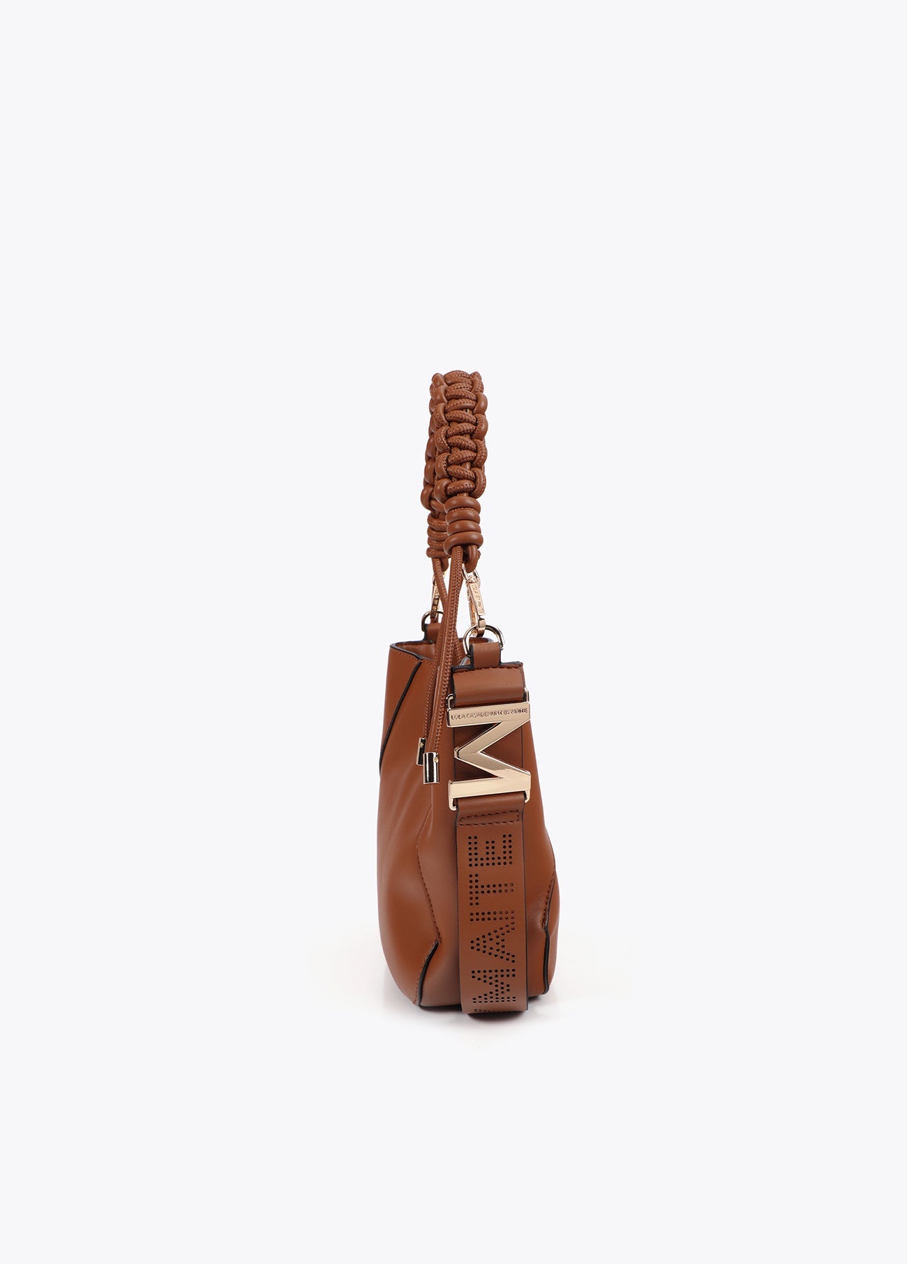 Braided Handle Faux Leather Bag