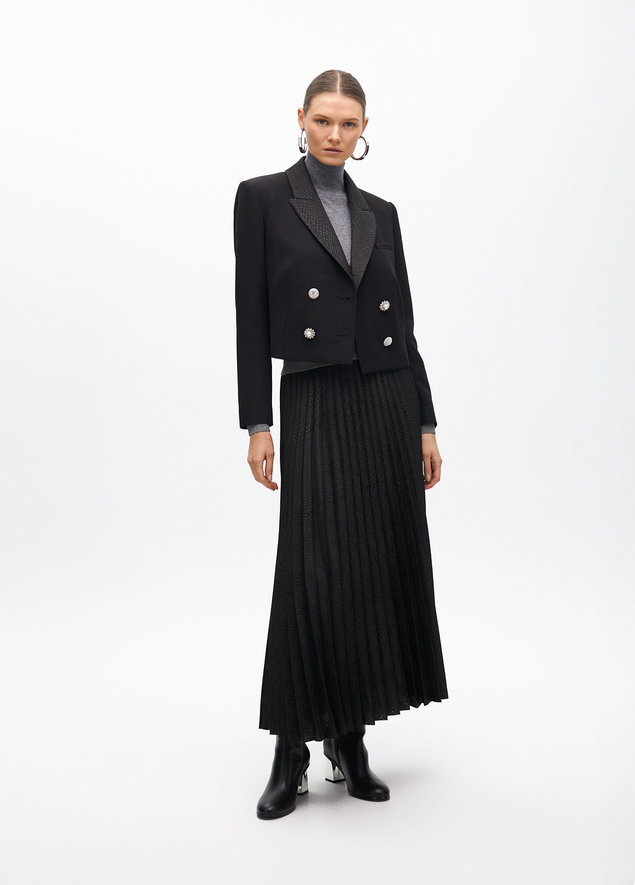 Pleated Midi Skirt Animal Print