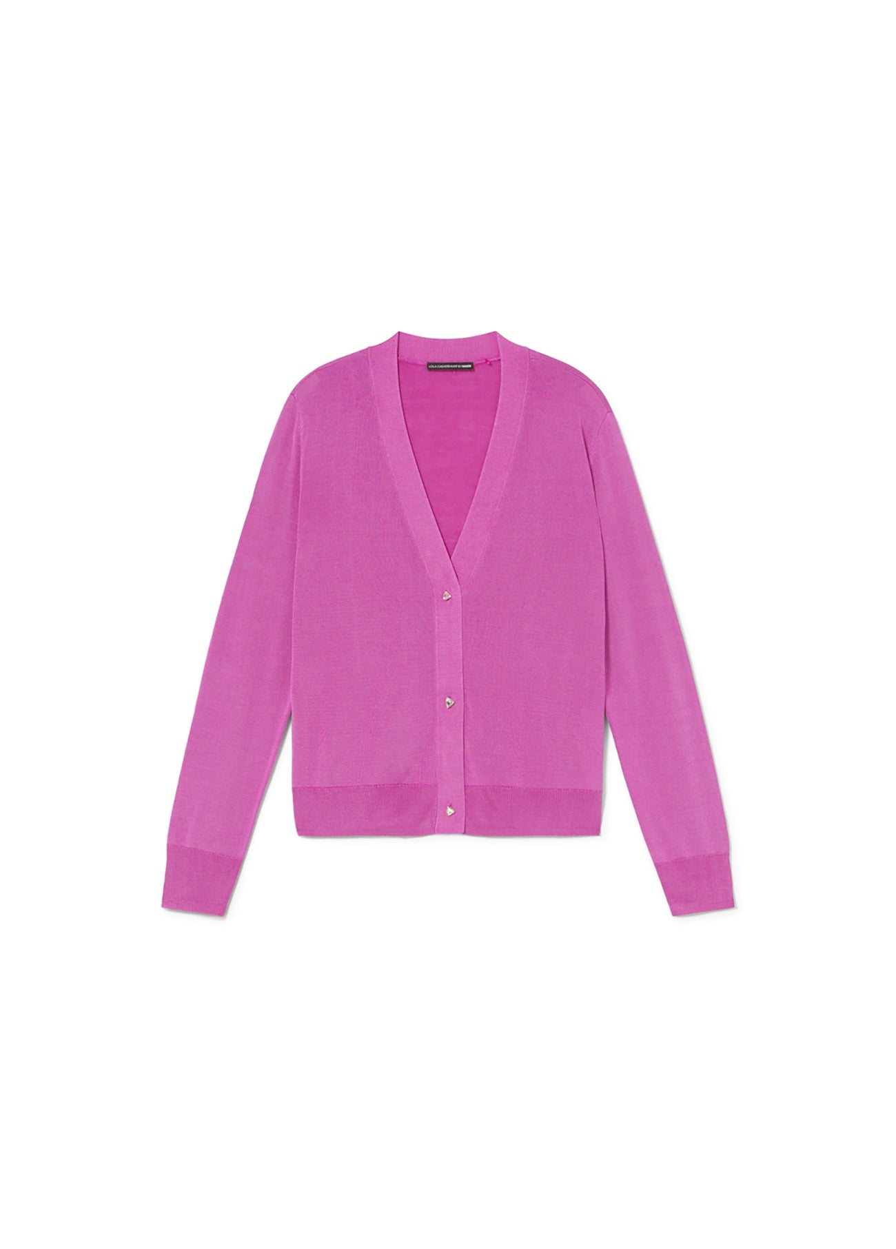 Closed cardigan with cool knit rib jewel buttons