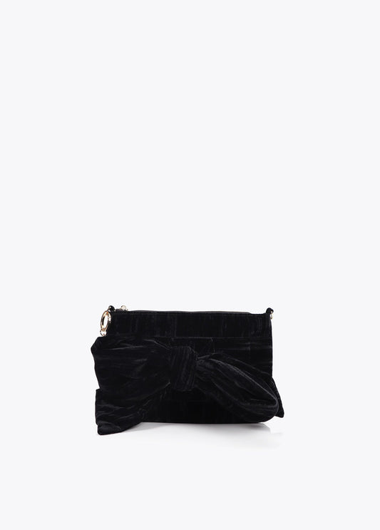 Velvet Handbag with Front Bow