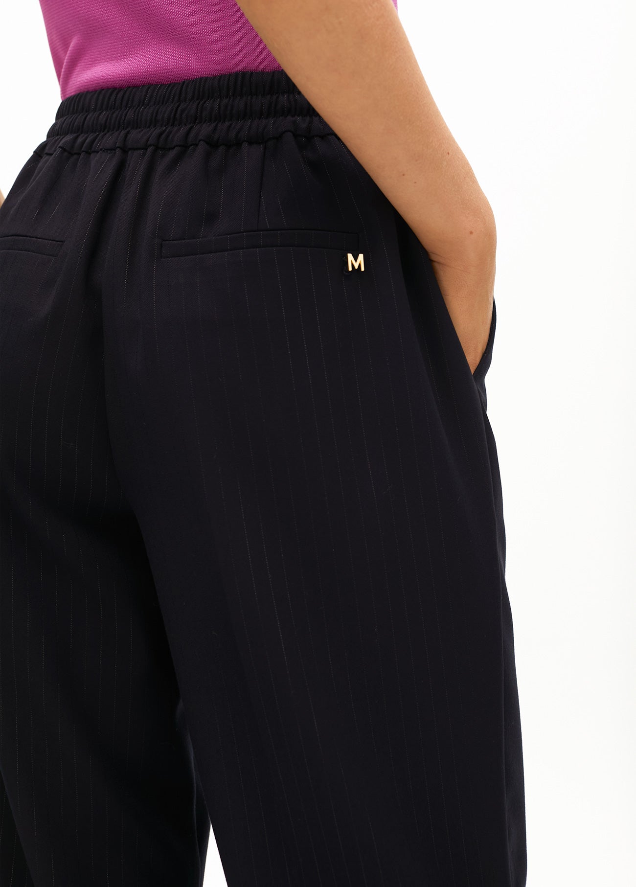 Straight Trousers with Pinstripe Elastic