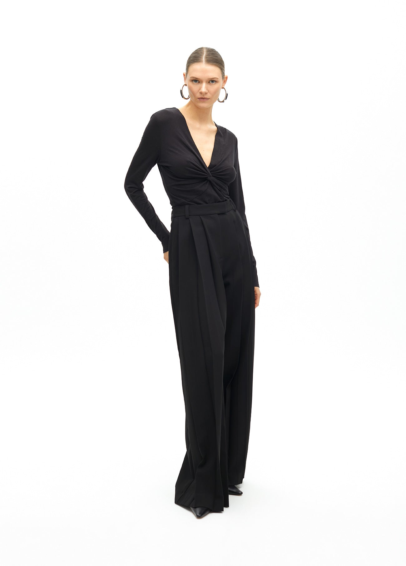 Wideleg pleated trousers