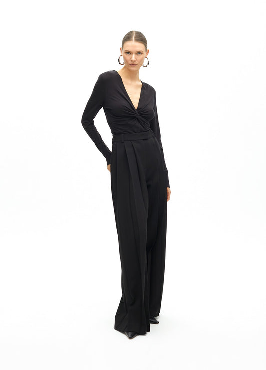 Wideleg pleated trousers