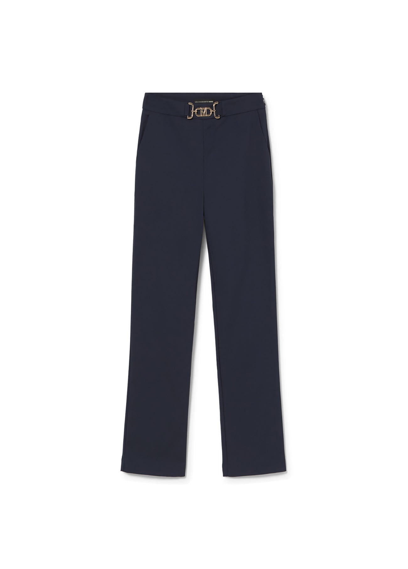 Cropped flared trousers with rhinestone detail at the waist