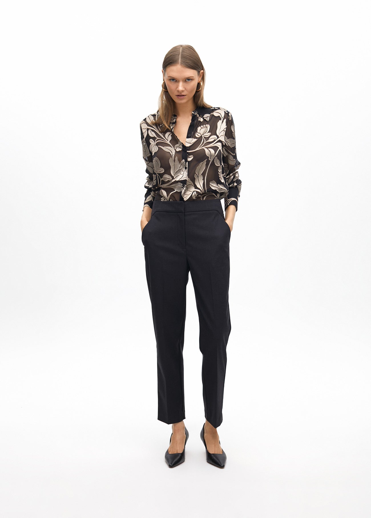 Chinos with waistband detail