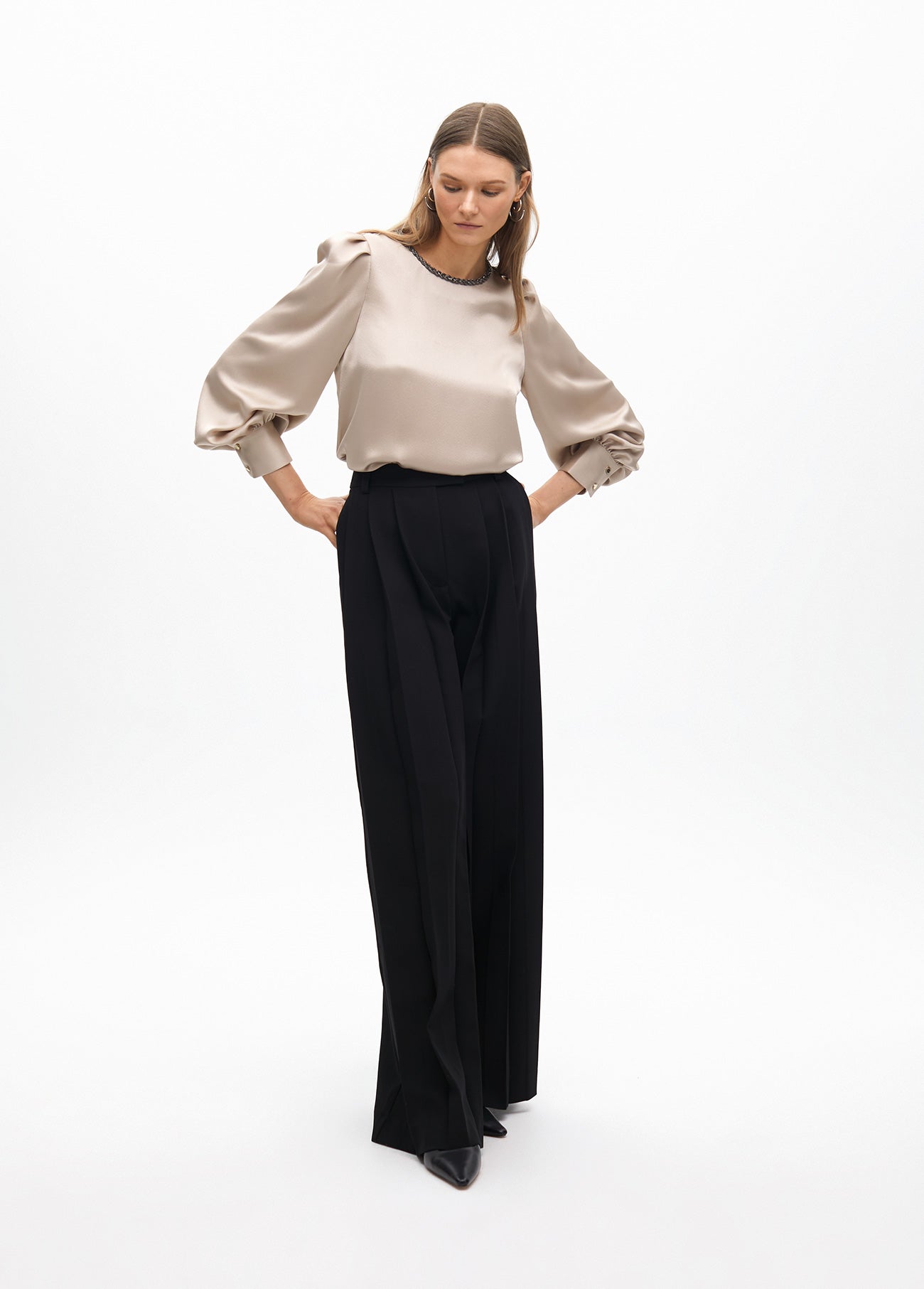 Blouse with Jewel Detail on Neckline