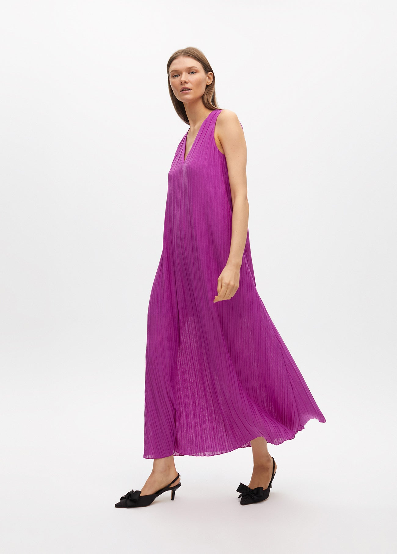 Pleated Strap Dress
