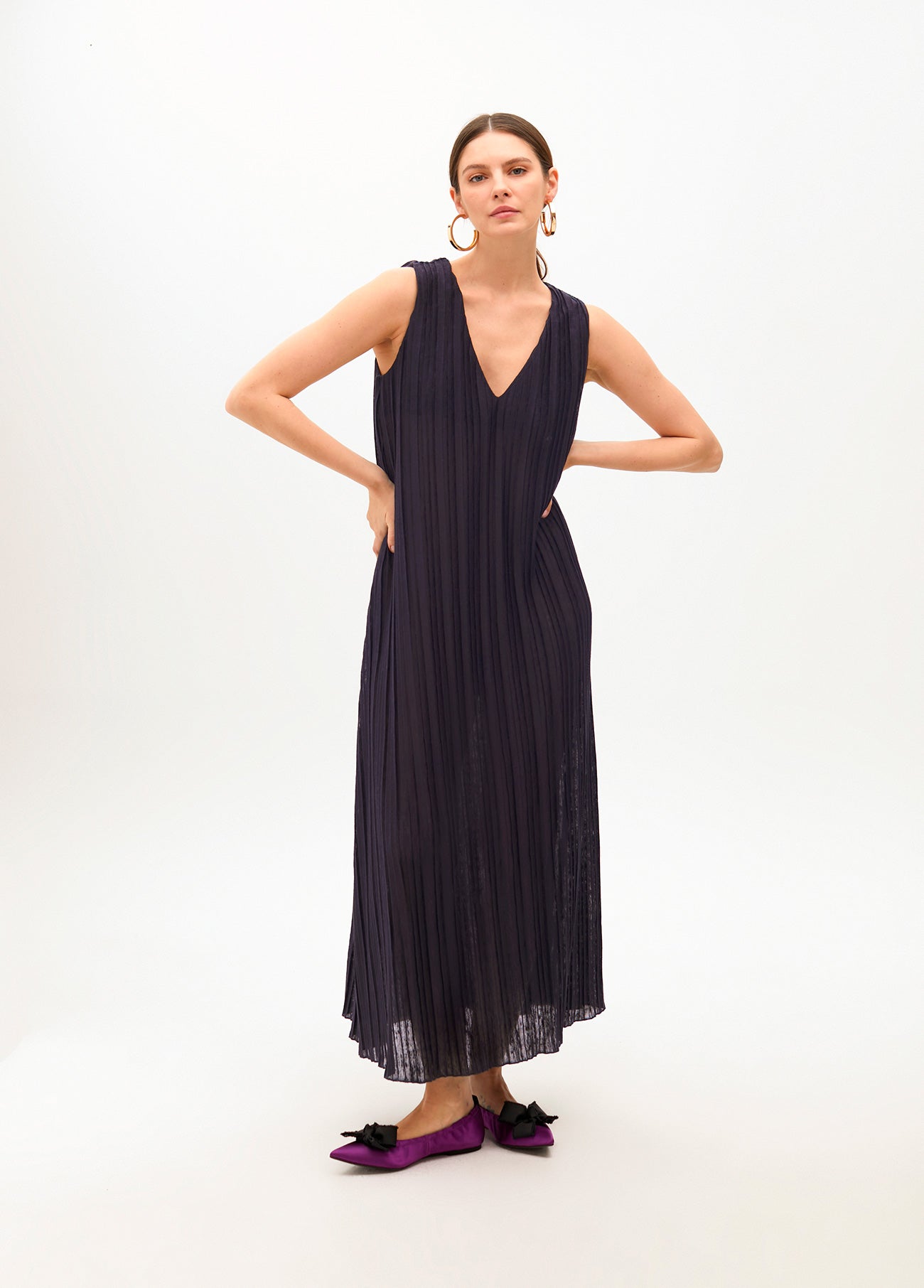 Pleated Strap Dress