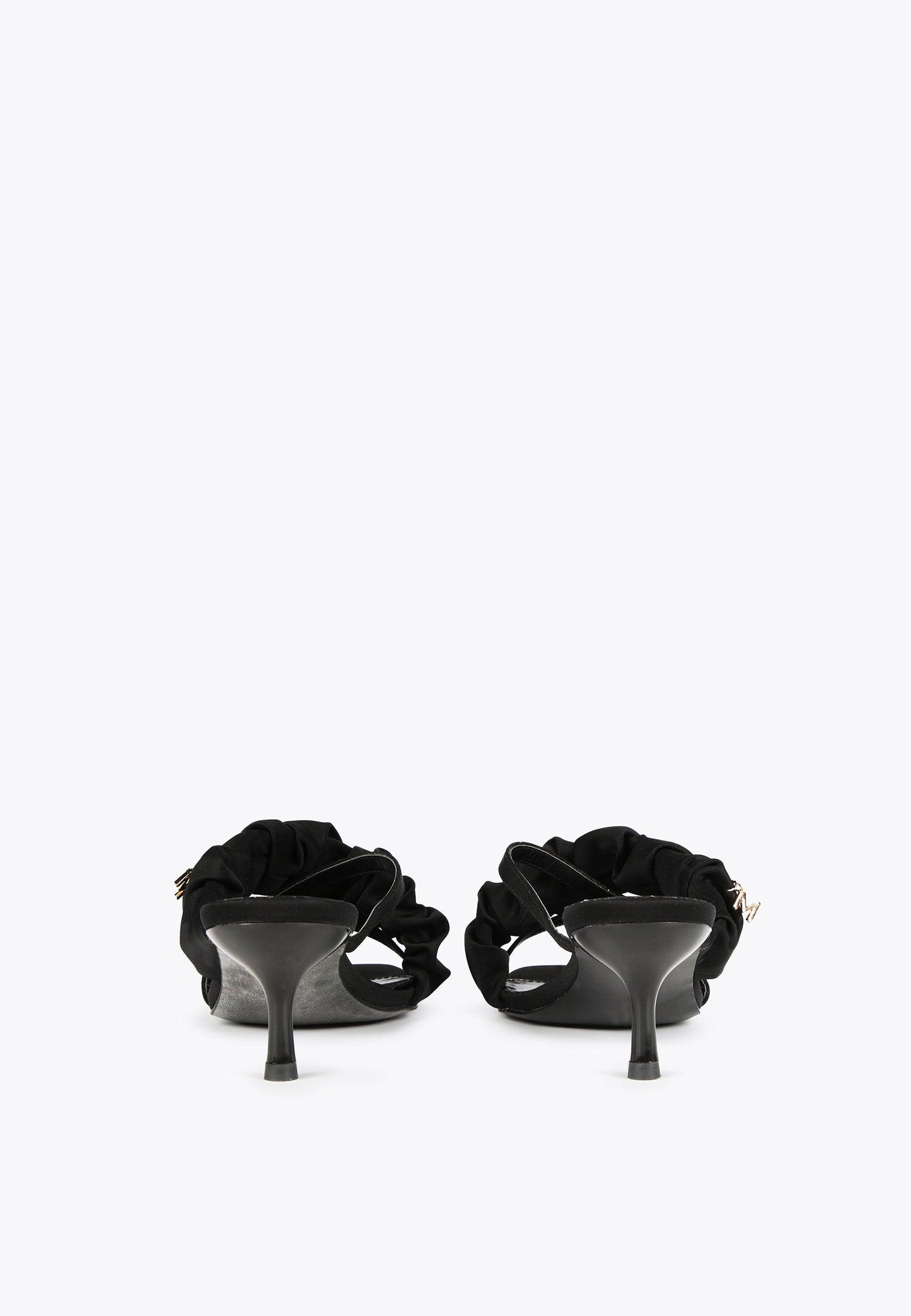 MS2405009-Black-Heeled sandals with gathering