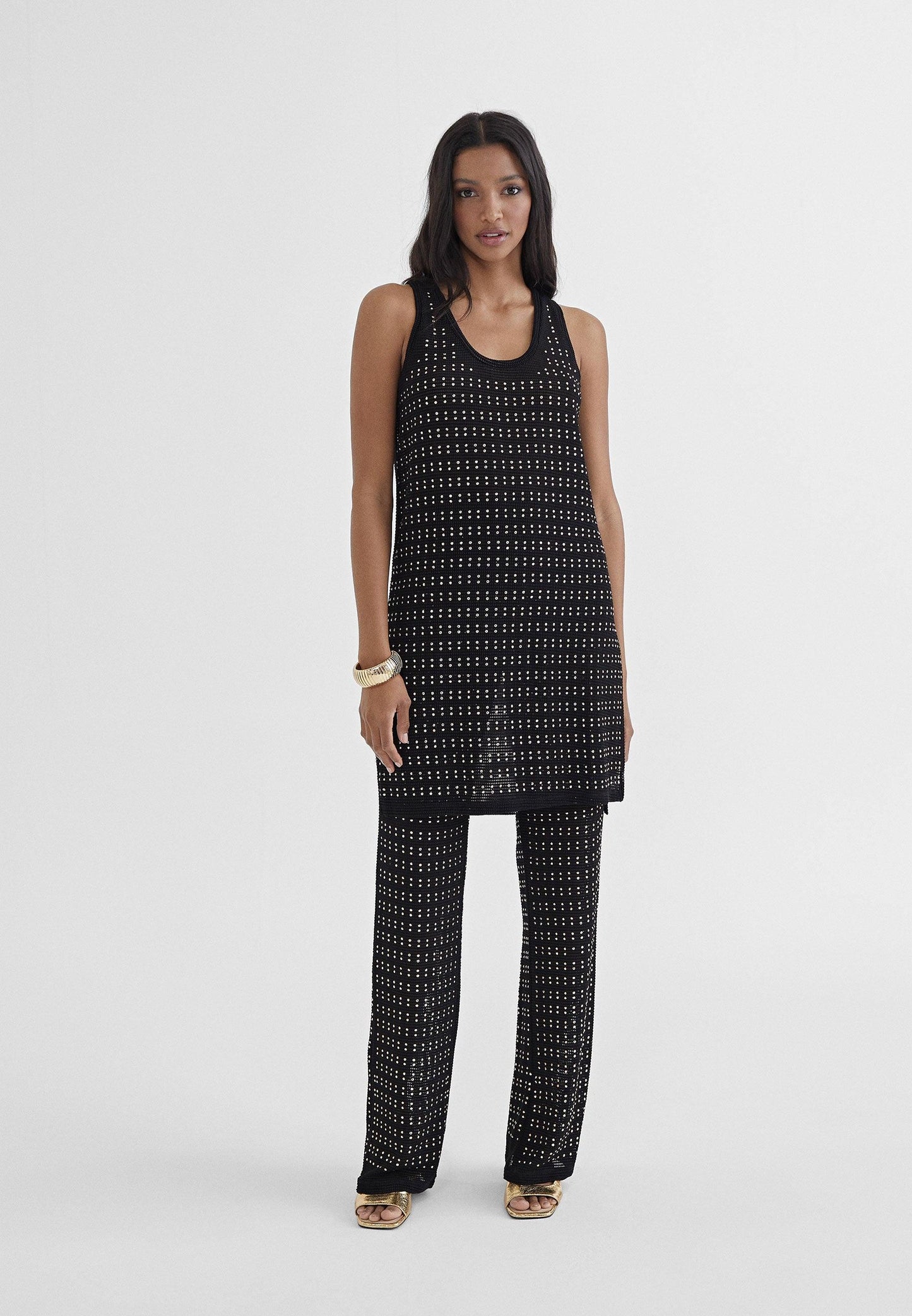 MS2415010-Black-Top with metallic pieces