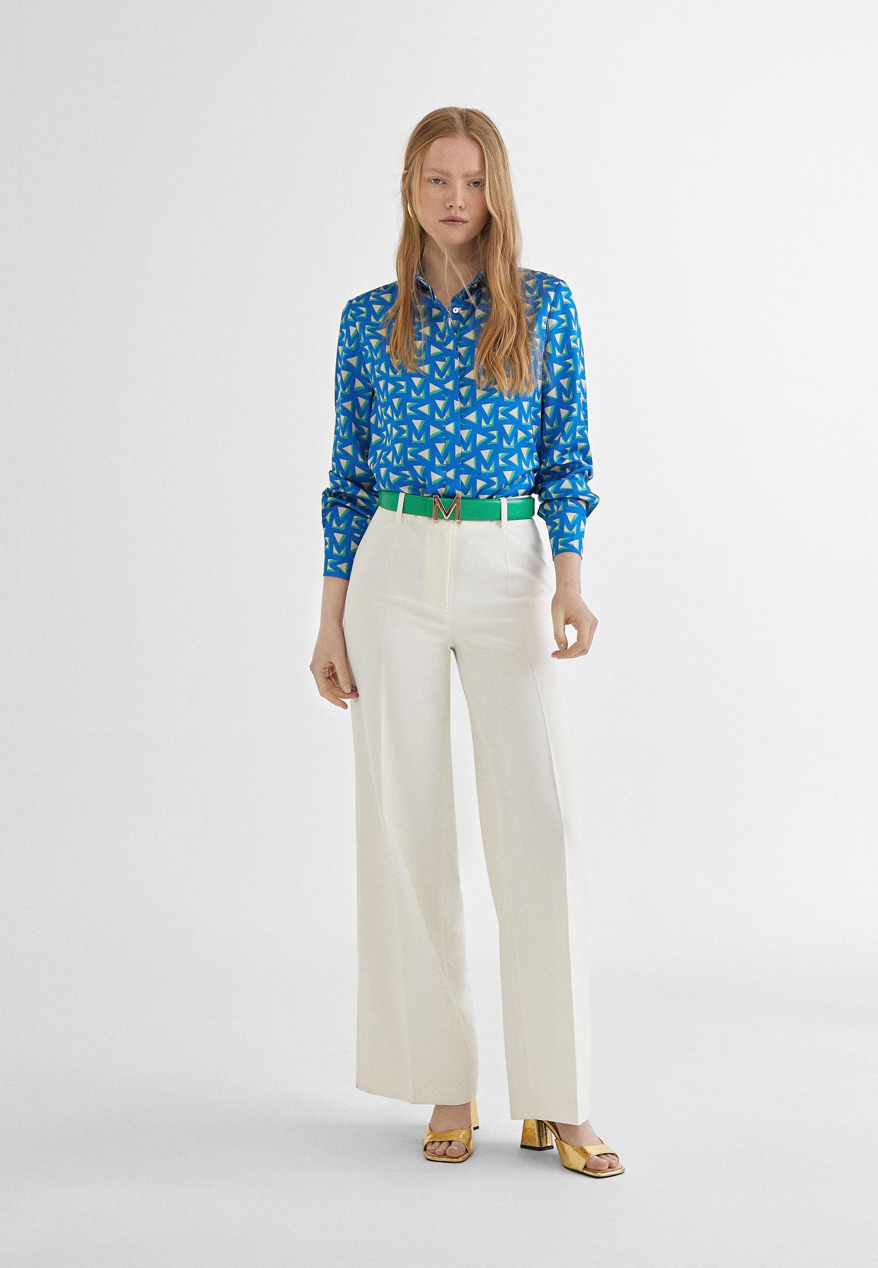MS2415021-Electric-Blue-Logo printed shirt