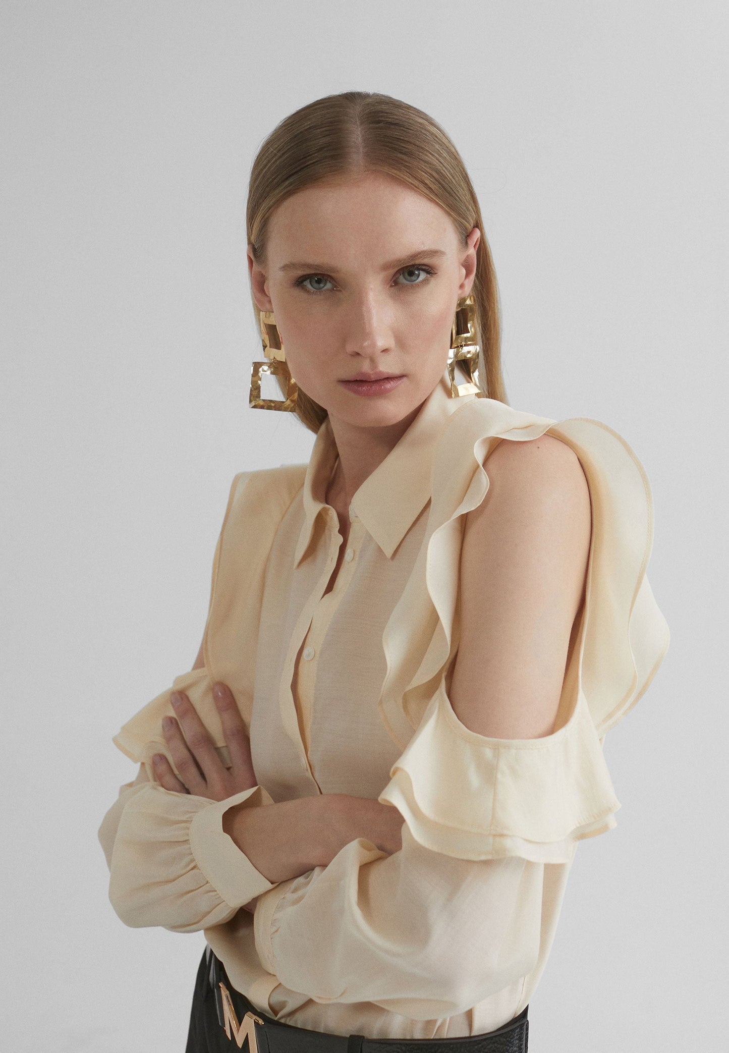 MS2415025-Ecru-Off-the-shoulder blouse