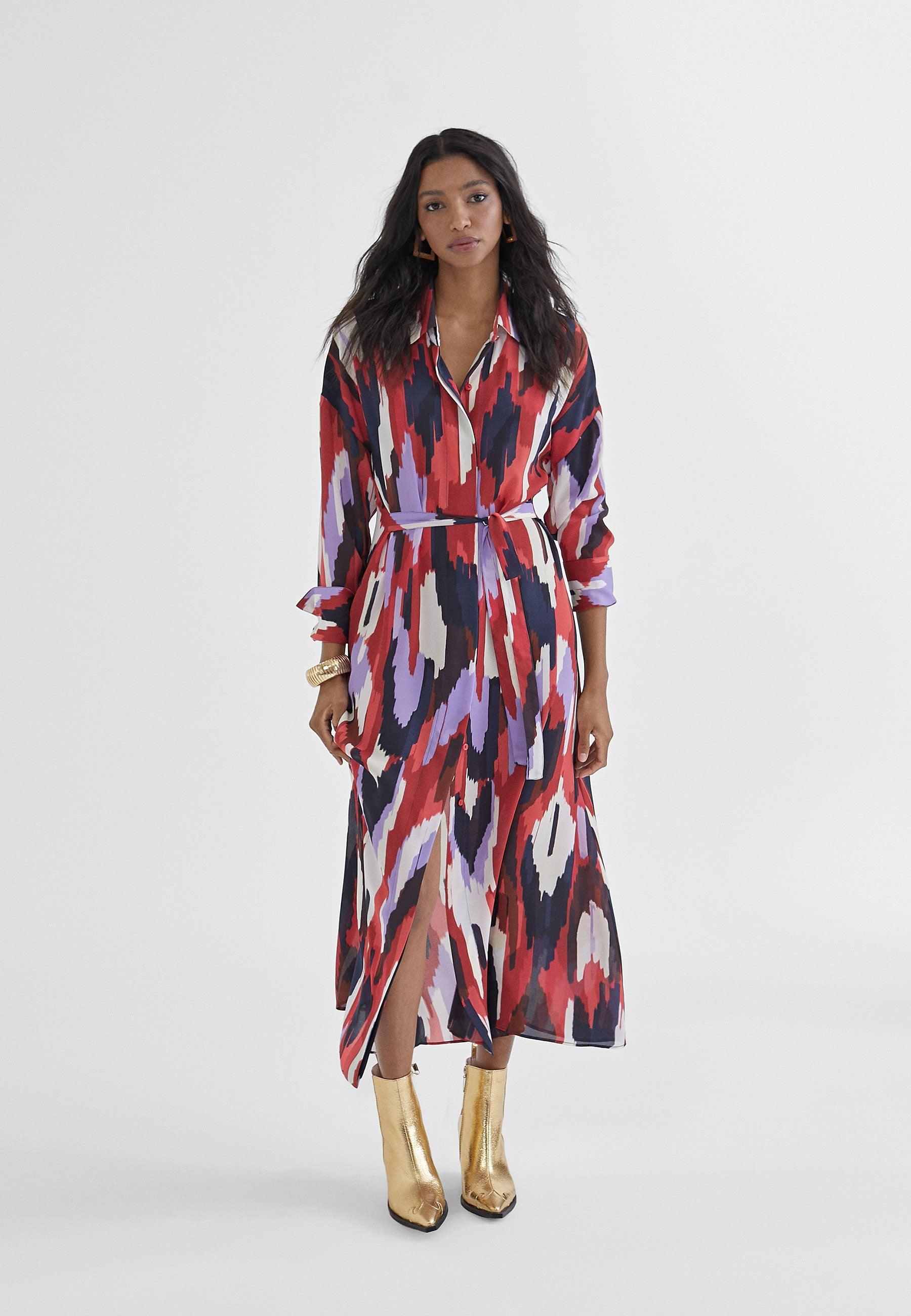MS2416028-Lilac-Red-Printed shirt dress