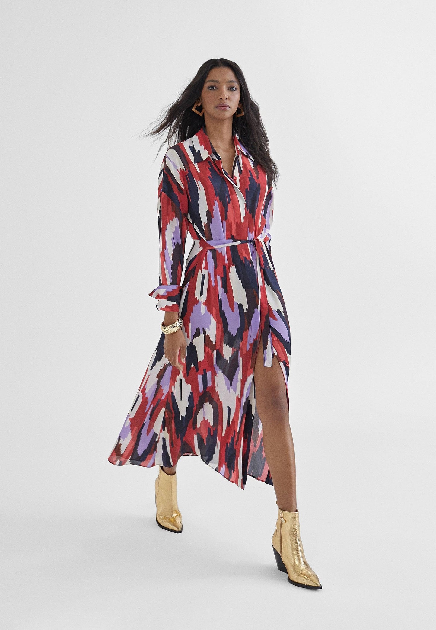 MS2416028-Lilac-Red-Printed shirt dress