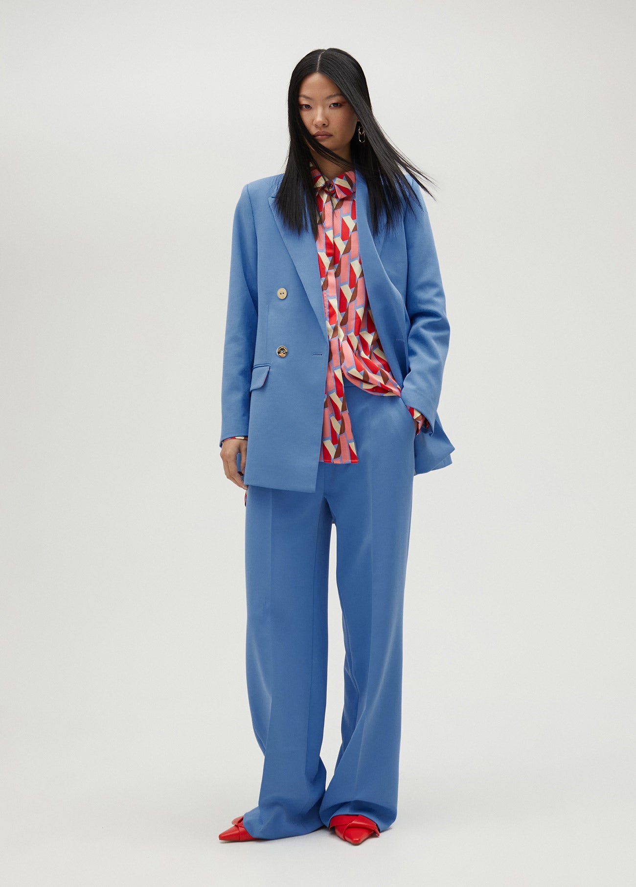 Blue double-breasted blazer
