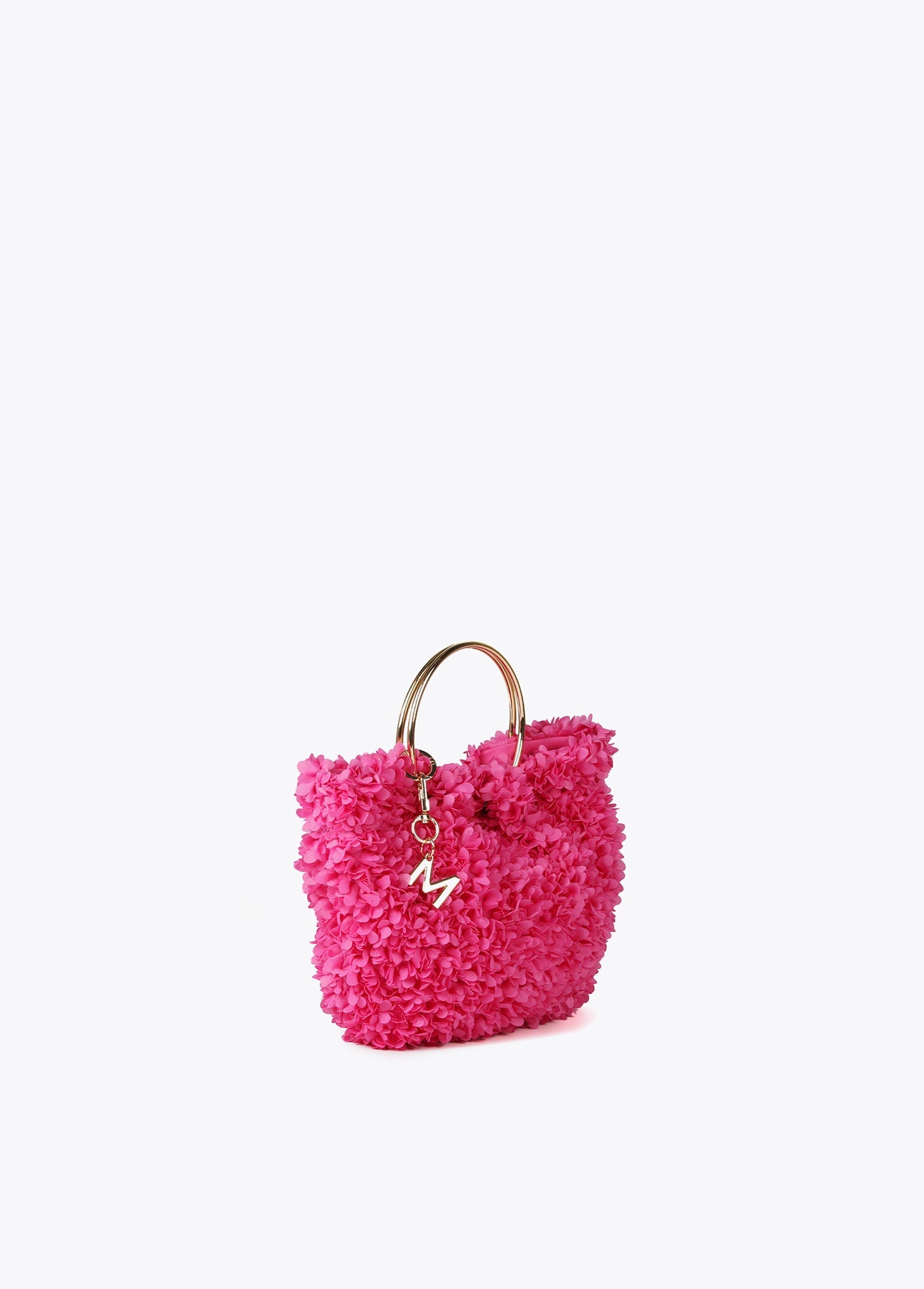 Mini floral fabric bag with metal handles