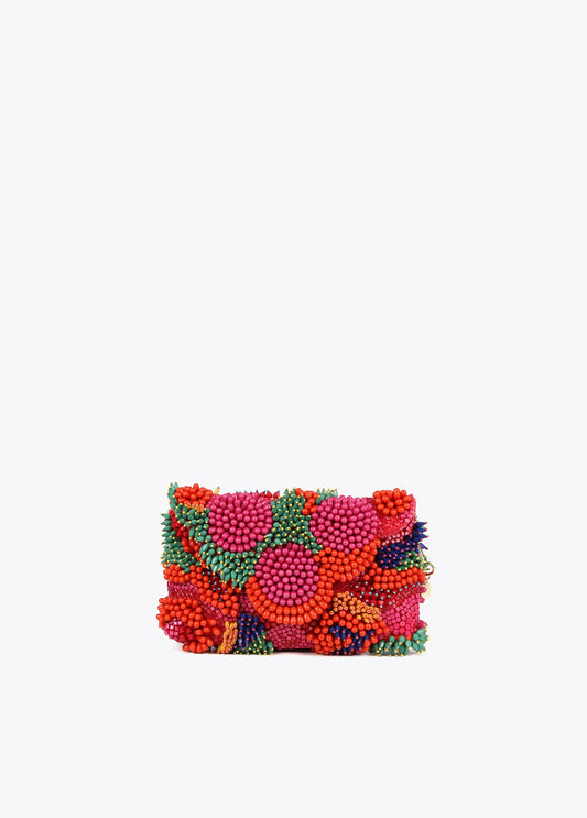 Multicoloured rhinestone clutch bag