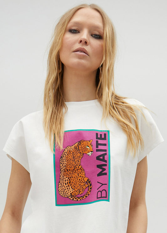 White tiger print T-shirt
