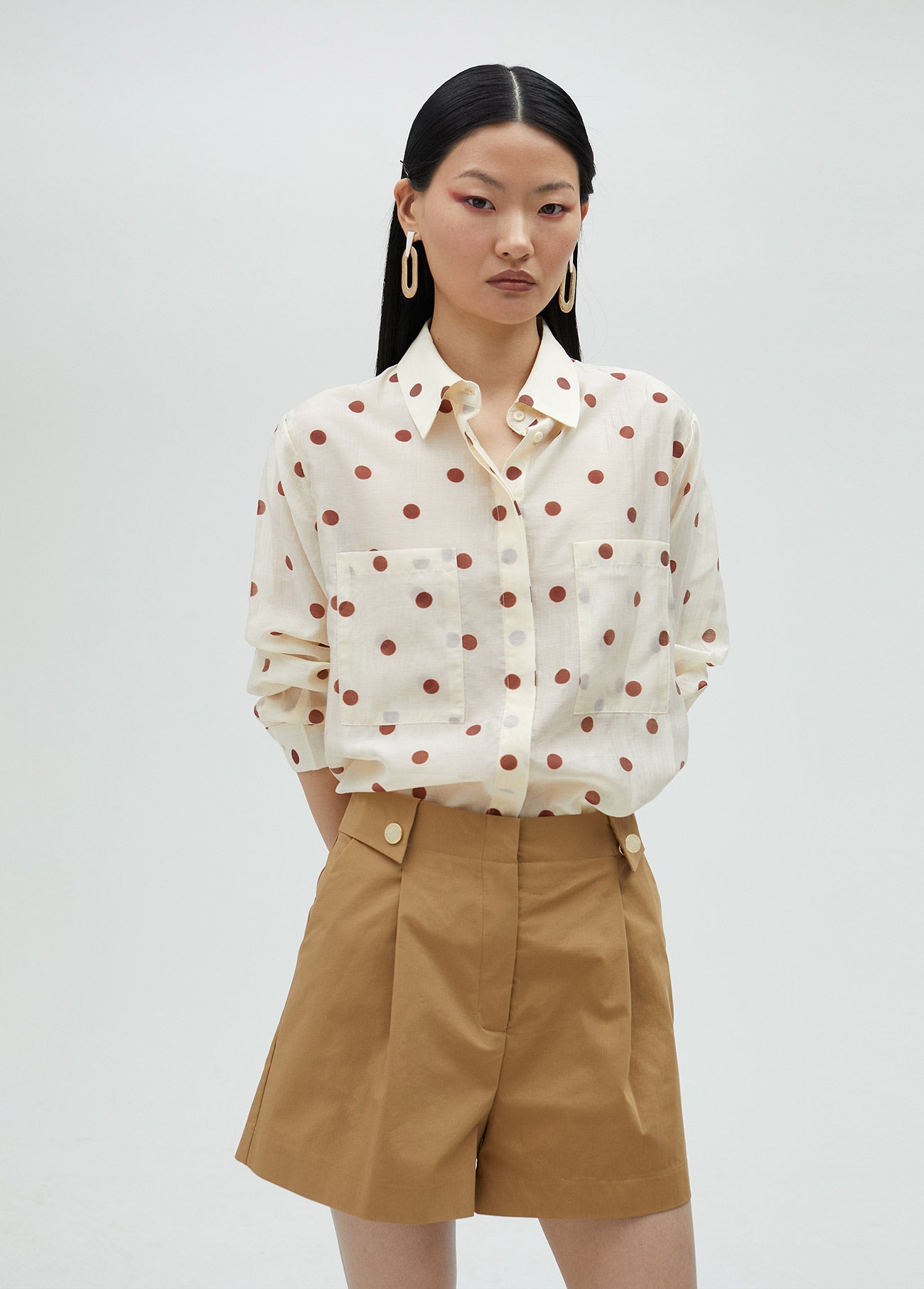 Semi-sheer polka dot shirt