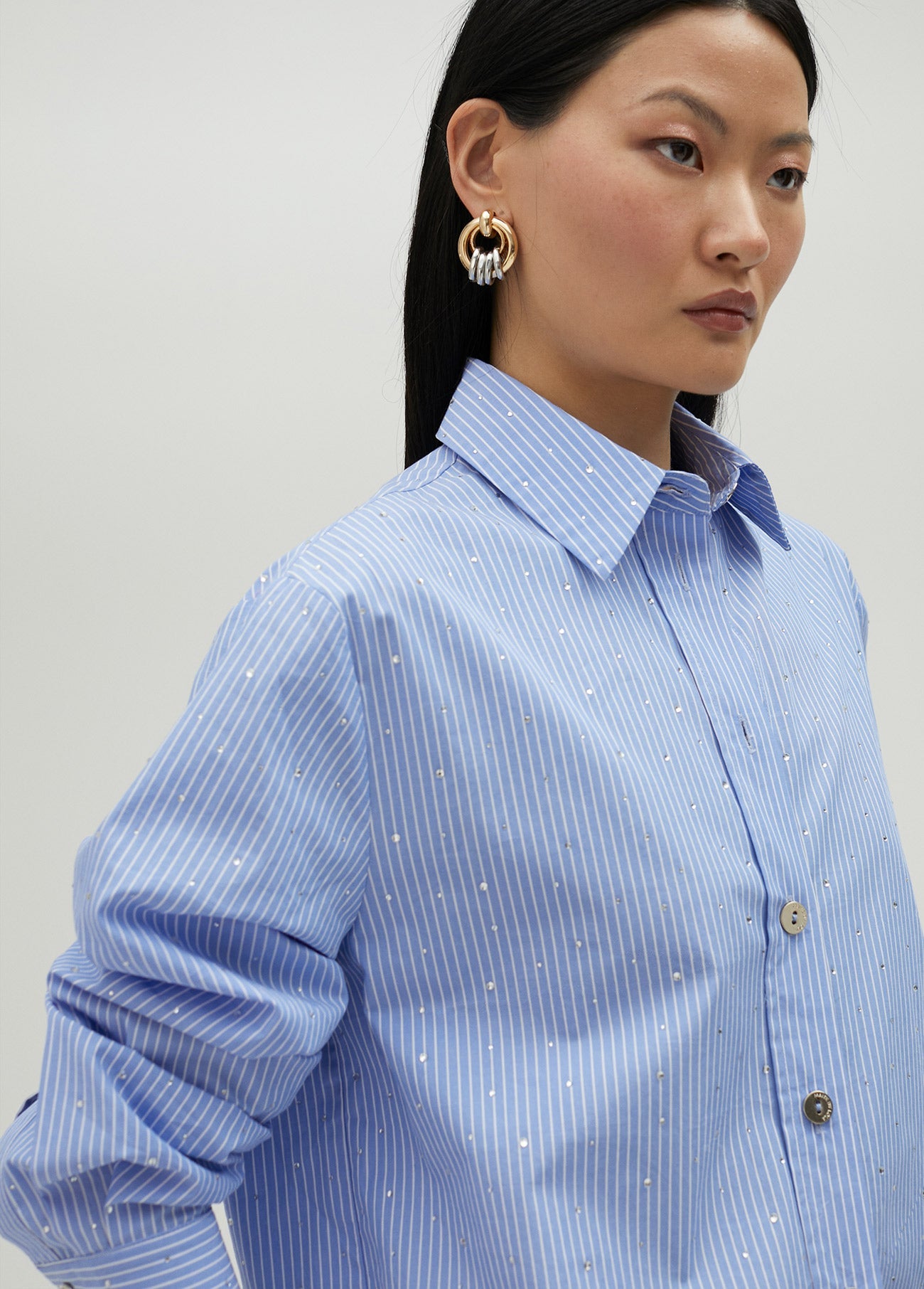 Striped shirt with rhinestone detail