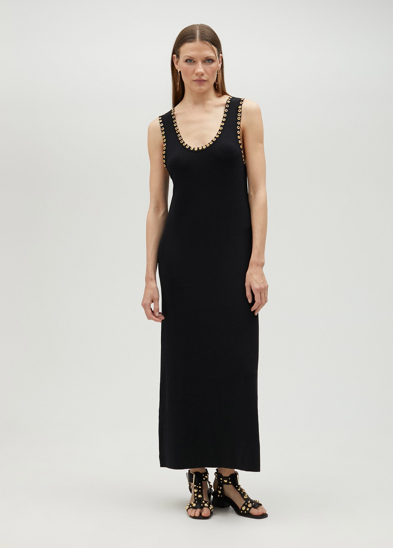 gold eyelet dress