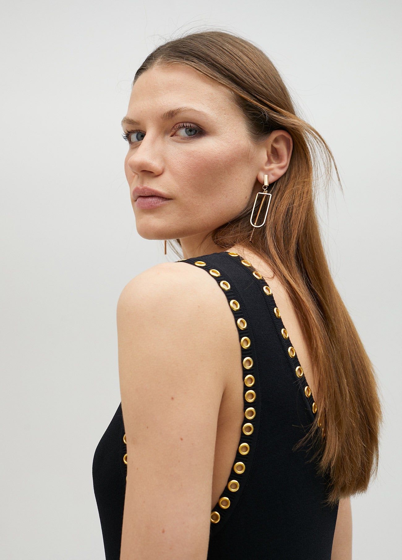 gold eyelet dress